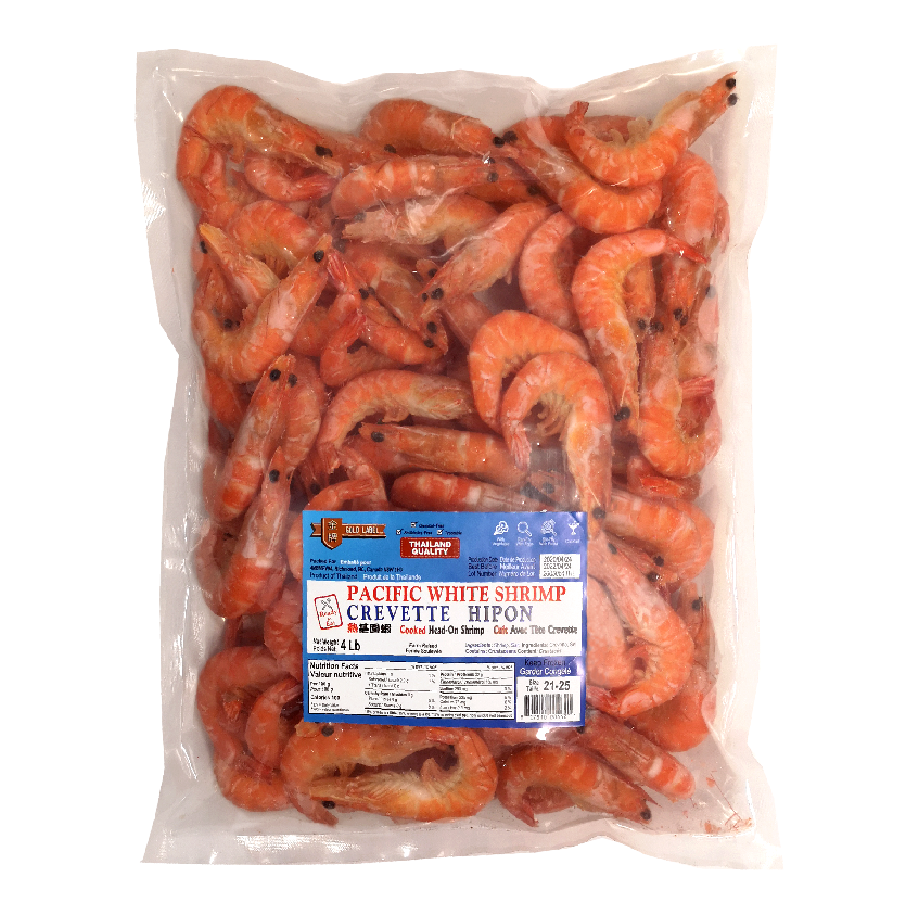 Shrimp White Cooked Head-On 20lb
